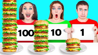 1 10 or 100 Layers of Food Challenge by Multi DO [upl. by Thekla]