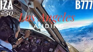 B777 LANDING Los Angeles LAX  Cockpit View  ATC amp Crew Communications [upl. by Arimlede]