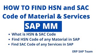 How to find HSN and SAC Code control code in SAP [upl. by Aisatan24]