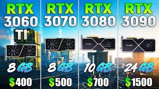 RTX 3060 Ti vs RTX 3070 vs RTX 3080 vs RTX 3090  Test in 8 Games [upl. by Ahsinit]