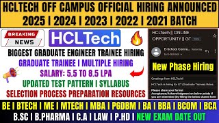 HCLTech Mass Hiring Announced  Graduate Engineer Trainee  OFF Campus Drive 2025  20242021 Batch [upl. by Rihaz342]