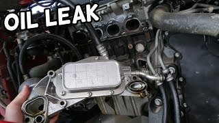 COMMON OIL LEAK FIX CHEVROLET CRUZE SONIC OIL PAN LEAK OIL FILTER HOUSING COOLER LEAK [upl. by Straub240]