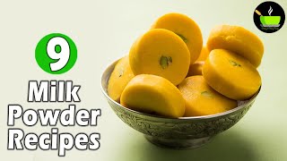 9 Milk Powder Sweets amp Desserts  9 Easy and Instant Sweets  Indian Sweets  Sweets Recipes [upl. by Ylellan]