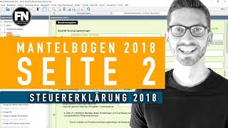 Mantelbogen 2018 Seite 2  Steuererklärung 2018 selber machen  Steuererklärung elster ausfüllen [upl. by Leilah946]