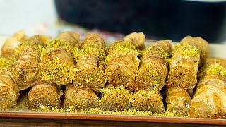 Pistachio Baklava Rolls Greek Saragli [upl. by Mariel]