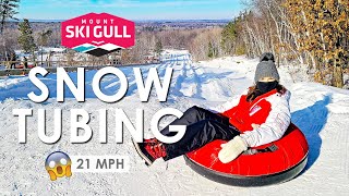 Epic SNOW TUBING  21 mph on the longest tubing run in Minnesota  Mount Ski Gull [upl. by Dranal]