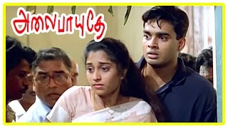 Alaipayuthe Scenes  Shalinis father passes away  Shalini and Madhavan fight  AR Rahman [upl. by Nnaul]