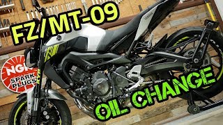 Yamaha FZ09 MT09 Oil Change 20142020 [upl. by Malley]