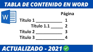 CÓMO CREAR TABLA DE CONTENIDO EN WORD 2019 [upl. by Hameerak]