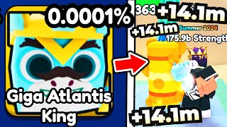 I Got RAREST GIGA ATLANTIS KING PET in Roblox Arm Wrestle Simulator [upl. by Ashly]