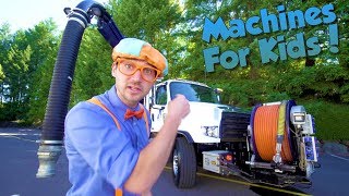 Machines for Kids with Blippi  Learn About Vacuum Trucks [upl. by Esyahc]