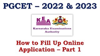 PGCET 2022 amp 2023  How to Fill Online Application  Part 1 [upl. by Burkley]