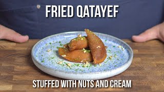 How to make Qatayef  Stuffed and fried Middle Eastern pancakes [upl. by Mart]