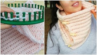 HOW TO KNIT A COWL IN DIAMOND STITCH ON ROUND LOOM [upl. by Flory]