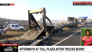 KZN Protests I Trucks burnt on the N3 at the Mooi River Toll Plaza [upl. by Eedrahs]