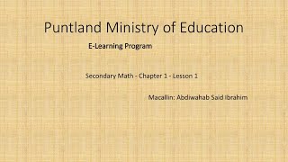 Secondary Math  Chapter 1  Lesson 1 [upl. by Wenz892]