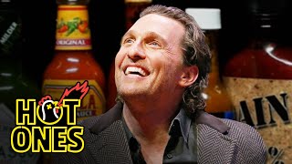 Matthew McConaughey Grunts it Out While Eating Spicy Wings  Hot Ones [upl. by Cohleen]