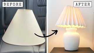 EASY No Sew DIY PLEATED lamp shade [upl. by Cheatham995]