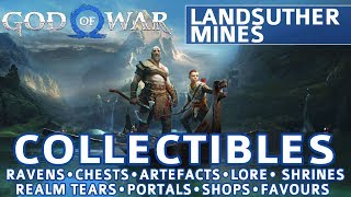 God of War  Landsuther Mines All Collectible Locations Ravens Chests Artefacts Shrines  100 [upl. by Nicki]