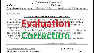 Cours de français  Évaluation 1 Période 1  Correction [upl. by Lenore328]