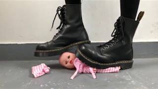 Caring baby under Dr Martens boots crush  trample doll [upl. by Annoved]