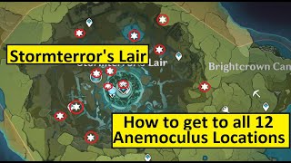 How to get to all 12 Anemoculus Locations in Stormterrors Lair  Genshin Impact Tips Guide [upl. by Nelak]