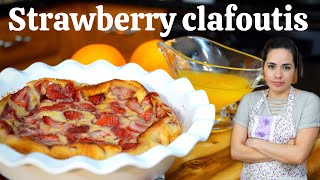 STRAWBERRY CLAFOUTIS recipe  ORANGE SAUCE for dessert  FRENCH desserts EASY to make [upl. by Natrav167]