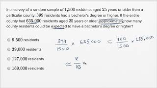 Data inferences — Basic example  Math  SAT  Khan Academy [upl. by Damarra]