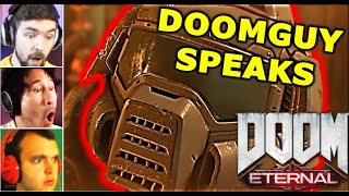 GAMERS REACT To DOOMGUY SPEAKING  Doomslayer Talking  DOOM Eternal Reaction [upl. by Amej]