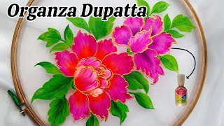 Organza Dupatta painting 3D work organzadupatta [upl. by Nerreg]