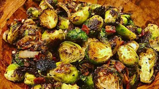 Crispy Brussel Sprouts amp Bacon SO Easy amp SO TASTY [upl. by Hescock]