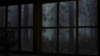 Rain On Window with Thunder Sounds  Rain in Forest at Night  10 Hours [upl. by Naujuj174]