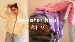 AJIO Sweater Haul  Trendy amp Affordable Sweater upto 80 OFF  Tryon Haul [upl. by Rochell]