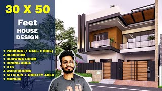 3050 house plan 165 Gaj  4BHK  CENTRAL COURTYARDOTS 30 50 house design duplex DV Studio [upl. by Nidya550]