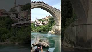 Mostar Bridge Jump Bosnia amp Herzegovina [upl. by Rehpatsirhc]