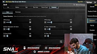 SNAX SENSITIVITY BGMI CODE SNAX GAMING SETTINGS 2023 SNAX CONTROL CODE [upl. by Frodin677]