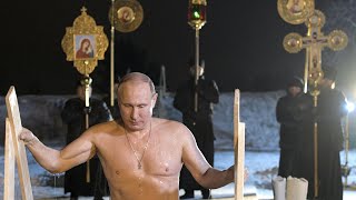 Russian president Vladimir Putin braves subzero lake to mark Orthodox Epiphany [upl. by Ydne]