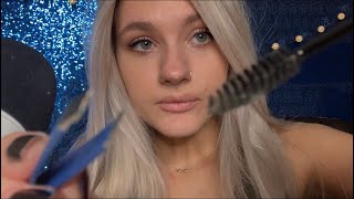 ASMR CLOSE UP Doing Your Eyebrows W Inaudible Whispering Personal Attention [upl. by Ysdnil740]