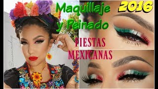 Maquillaje  Peinado MEXICANO fiesta Patria  Mexican Makeup  hairstyle  auroramakeup [upl. by Anikas]