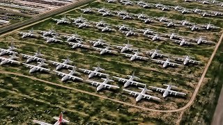 Aerial View Of The Aircraft Boneyard At DavisMonthan AFB [upl. by Eydie360]