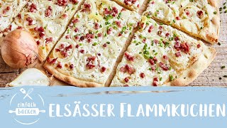 Flammkuchen Elsässer Art I ohne Hefe I Einfach Backen [upl. by Ishmul112]