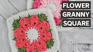 How to Crochet FLOWER Granny SQUARE [upl. by Lynnworth]