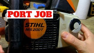 STIHL MS 200T PORT AND MUFFLER MOD [upl. by Saraann933]