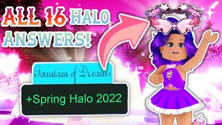 ALL 16 HALO ANSWERS To Win SPRING HALO 2022 Royale High Halo Answers 2022 [upl. by Nyrehtak926]