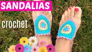 Sandalias crochet paso a paso [upl. by Ahseka960]