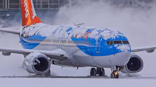 Spectacular Heavy SNOW Arrivals Departures amp DEicing  Plane Spotting at Vancouver YVR [upl. by Calvina]