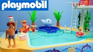 Playmobil Childrens Pool with Whale Fountain 5433  Toy review and unboxing [upl. by Ecaidnac]