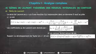 Analyse Complexe 11 Série de Laurent [upl. by Eelahs]