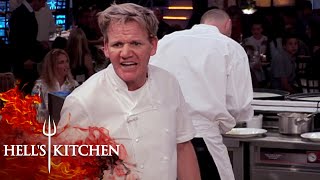 Red Team Cooks For Gordons Family  Hells Kitchen [upl. by Natsirc]