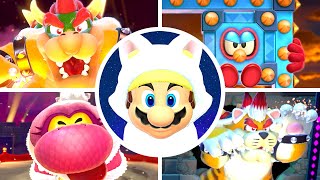 Super Mario 3D World  All Bosses with White Cat Mario [upl. by Tower27]